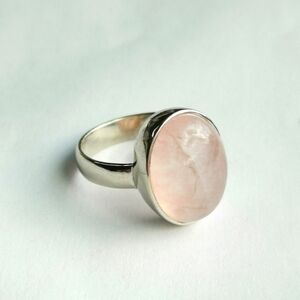 Sterling Silver Pink Rose Quartz Ring Size 8